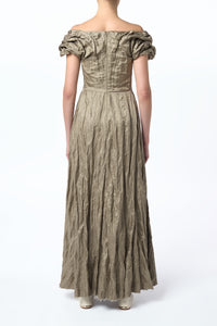 Juniper Maxi Dress in Gunmetal Metallic Silk
