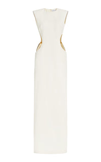 Faith Dress in Ivory Silk Wool Cady