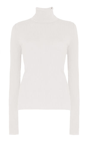 Peppe Knit Turtleneck in Ivory Cashmere Silk