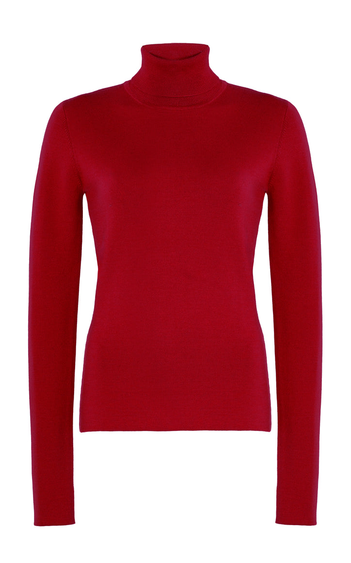 May Knit Turtleneck in Scarlet Red Merino Wool Cashmere