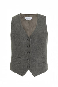 Coleridge Vest in Dark Grey Multi Virgin Wool Cashmere Herringbone