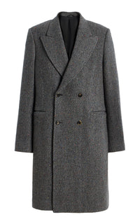 Mcaffrey Coat in Charcoal Multi Cashmere Wool Herringbone