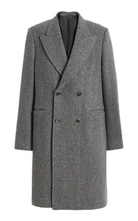 Mcaffrey Coat in Charcoal Multi Cashmere Wool Herringbone
