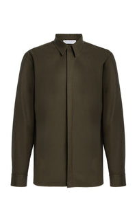 Abbe Shirt in Olive Wool Cashmere Flannel