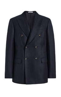 Angelo Blazer in Dark Navy Wool Cashmere Flannel