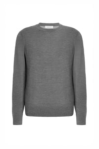 Palco Knit Sweater in Heather Grey Merino Wool