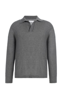 Frome Knit Polo in Smoke Cashmere