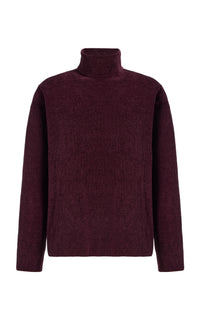 Almoner Knit Turtleneck Sweater in Plum Silk