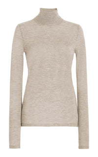 Costa Knit Turtleneck in Oatmeal Cashmere Silk