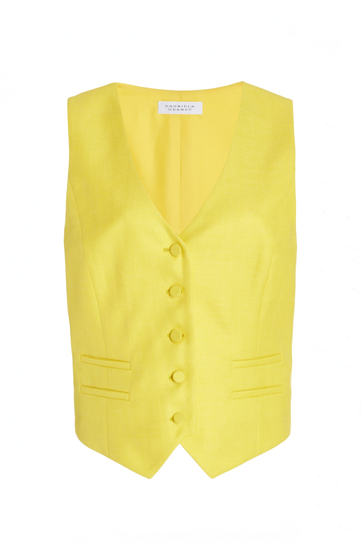 Coleridge Vest in Cadmium Yellow Virgin Wool and Silk Linen Twill