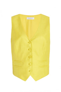 Coleridge Vest in Cadmium Yellow Virgin Wool and Silk Linen Twill
