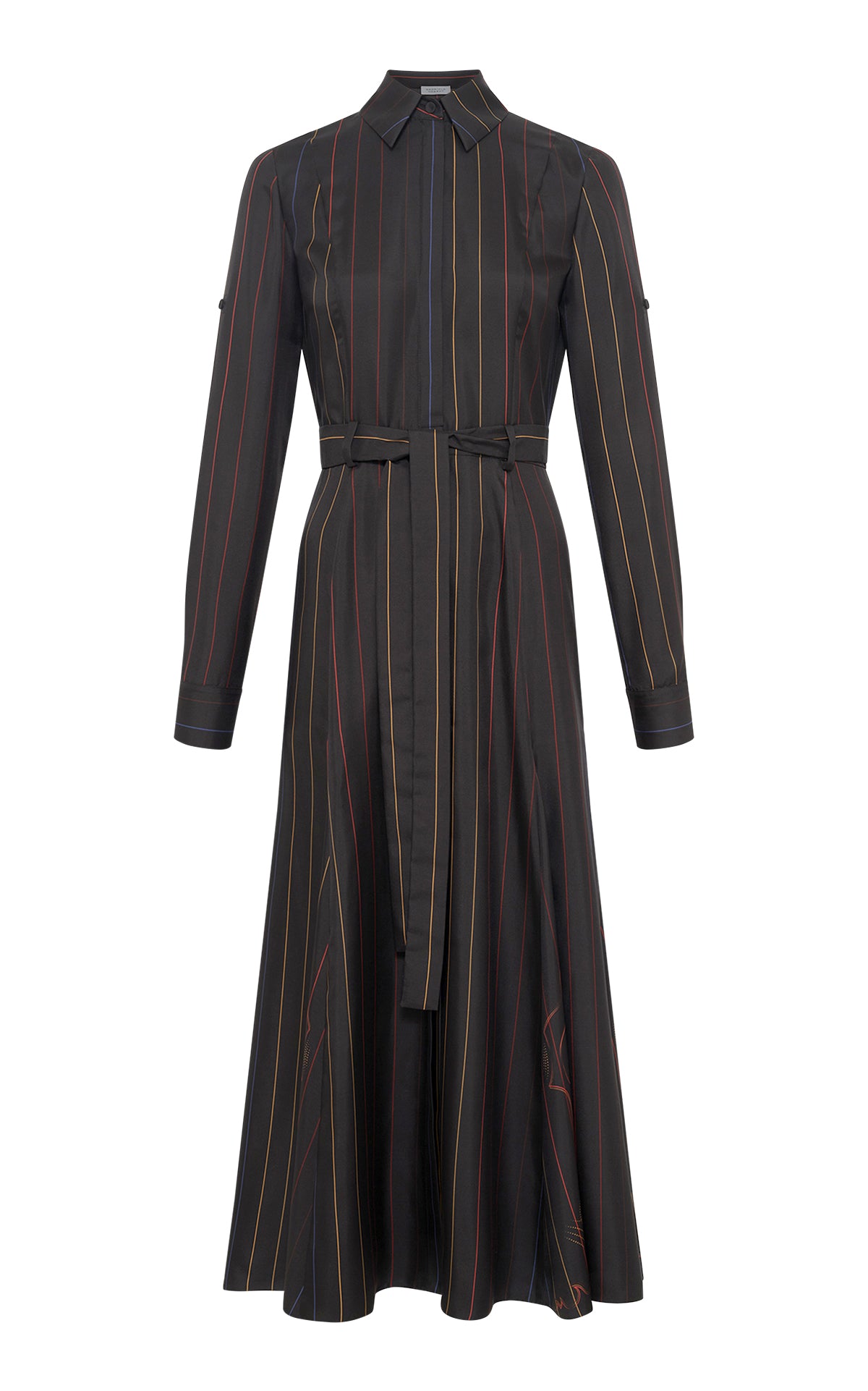 Galway Shirtdress in Charcoal Multi Pinstripe Silk Twill