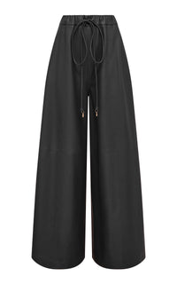 Gelos Wide-Leg Pant in Black Soft Leather