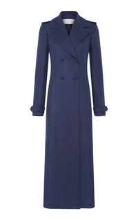 Houstt Trench Coat in Navy Winter Silk