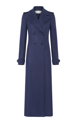 Houstt Trench Coat in Navy Winter Silk