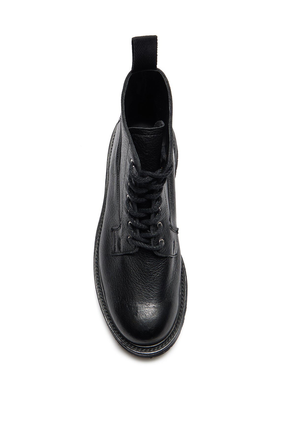 Camilla Derby Boot in Black Textured Leather