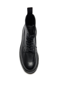 Camilla Derby Boot in Black Textured Leather