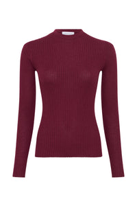 Browning Knit Crewneck Sweater in Bordeaux Cashmere Silk