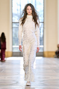 Aberdeen Dress in Ivory Silk Wool