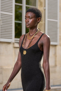 Ayla Knit Dress in Black Mulberry Silk