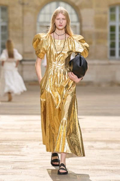 Women's Gold Linen Maxi Dress | Gabriela Hearst