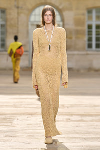 Elinea Knit Maxi Dress in Hay Silk Cashmere Linen