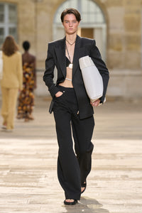 Epona Rope Blazer in Black Textured Linen Slub