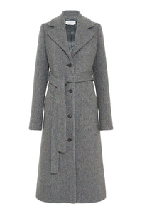 William Coat in Charcoal Multi Cashmere Wool Herringbone