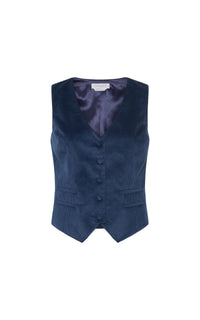 Coleridge Vest in Electric Navy Sea Island Cotton Corduroy