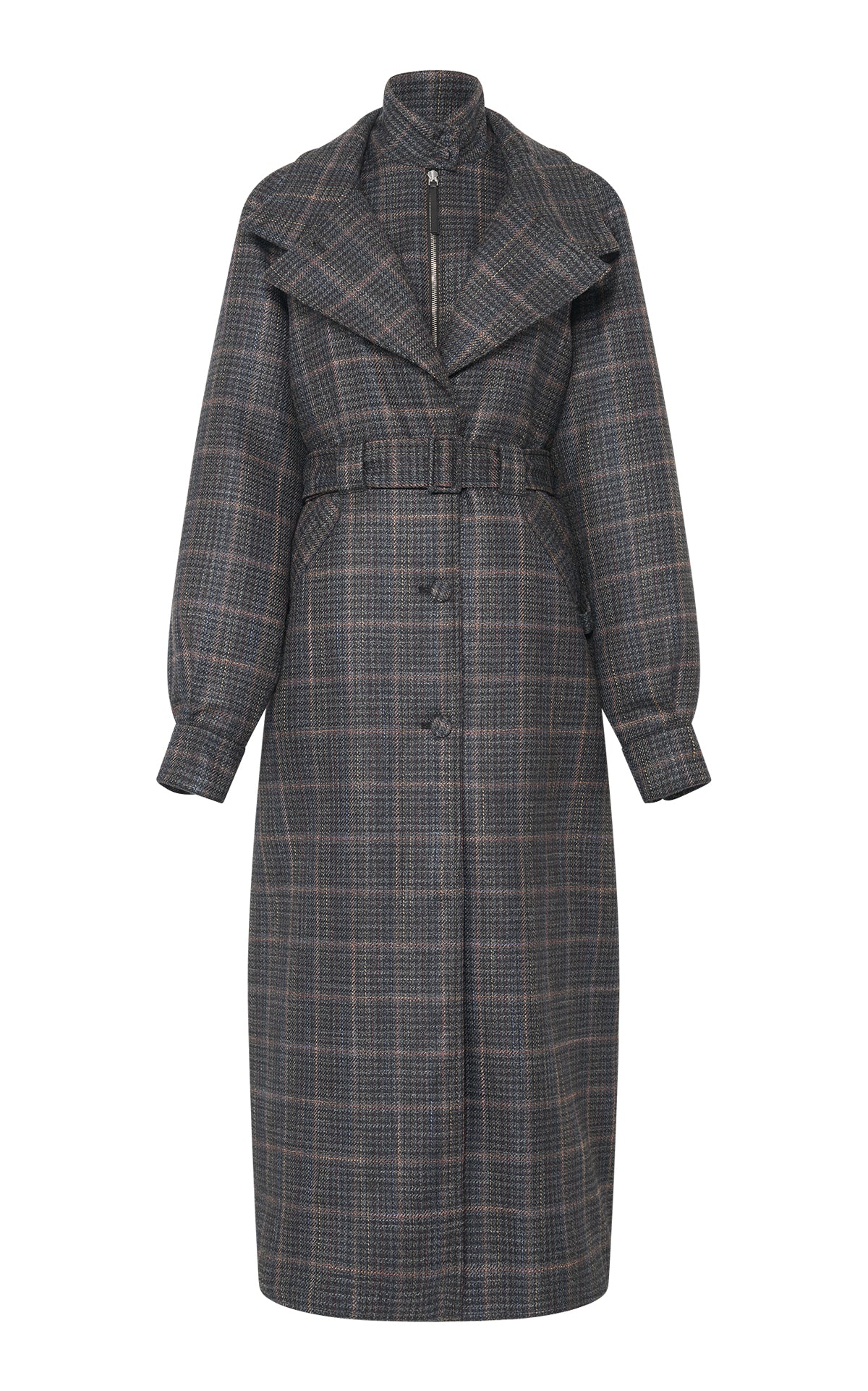 Golding Coat in Charcoal Multi Wool Silk Clubcheck Plaid
