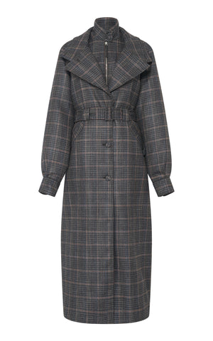 Golding Coat in Charcoal Multi Wool Silk Clubcheck Plaid