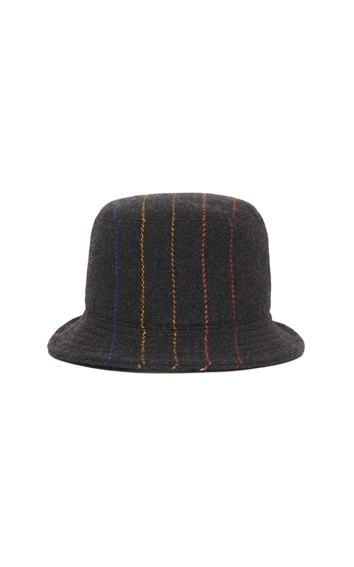 Kiran Bucket Hat in Charcoal Multi Pinstripe Wool Cashmere