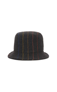 Kiran Bucket Hat in Charcoal Multi Pinstripe Wool Cashmere