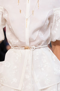 Rope Braided Belt in Ivory Nappa Leather