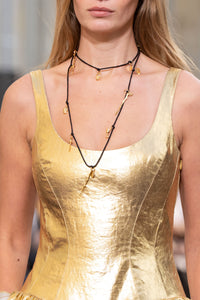 Isai Maxi Dress in Metallic Gold Linen Twill