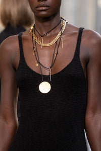 Wheel of Fortune Pendant in 18K Yellow Gold (Black Leather Cord)