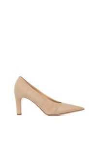 Empress High Heel Stiletto Pump in Nude Suede & Leather