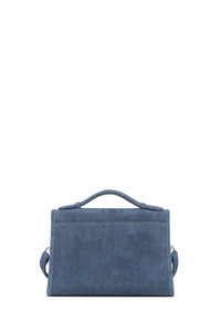 Medium Leonora Flap Bag in Light Blue Suede Denim