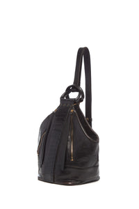 Vintage No.1 Backpack in Black Nappa & Crocodile Leather