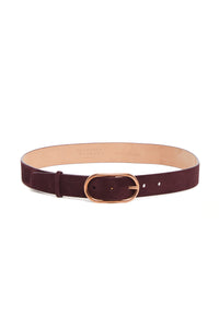 Link Buckle Belt in Bordeaux Suede