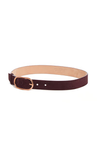Link Buckle Belt in Bordeaux Suede
