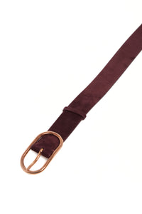 Link Buckle Belt in Bordeaux Suede