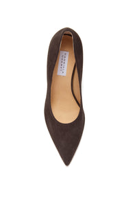 Edwina High Heel Stiletto Pump in Dark Chocolate Suede