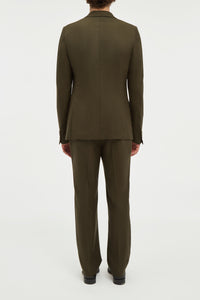 Irving Jacket in Olive Wool Cashmere Flannel