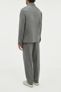 Arthur Pleated Pant in Smoke Wool Cashmere Flannel