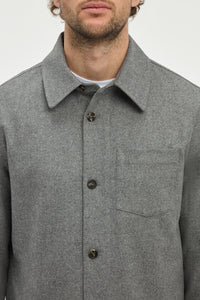 Drew Over Shirt in Smoke Wool Cashmere Flannel