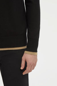 Wells Reversible Knit Sweater in Black & Camel Cashmere Silk