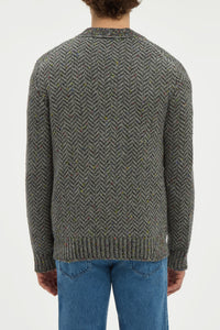 Gentry Knit Cardigan in Charcoal Multi Specked Aran Cashmere Herringbone