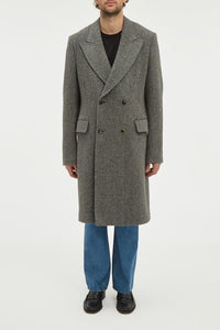 Mcaffrey Coat in Charcoal Multi Cashmere Wool Herringbone