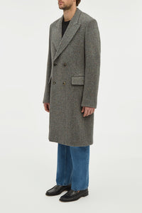 Mcaffrey Coat in Charcoal Multi Cashmere Wool Herringbone